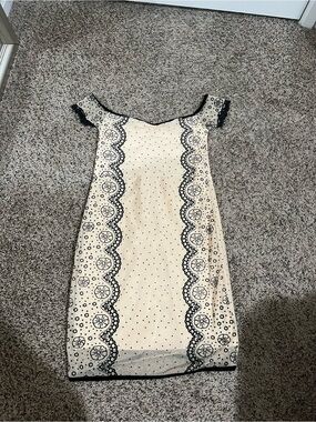 Kimchi Blue Cream Mini Dress with Black Lace Trim